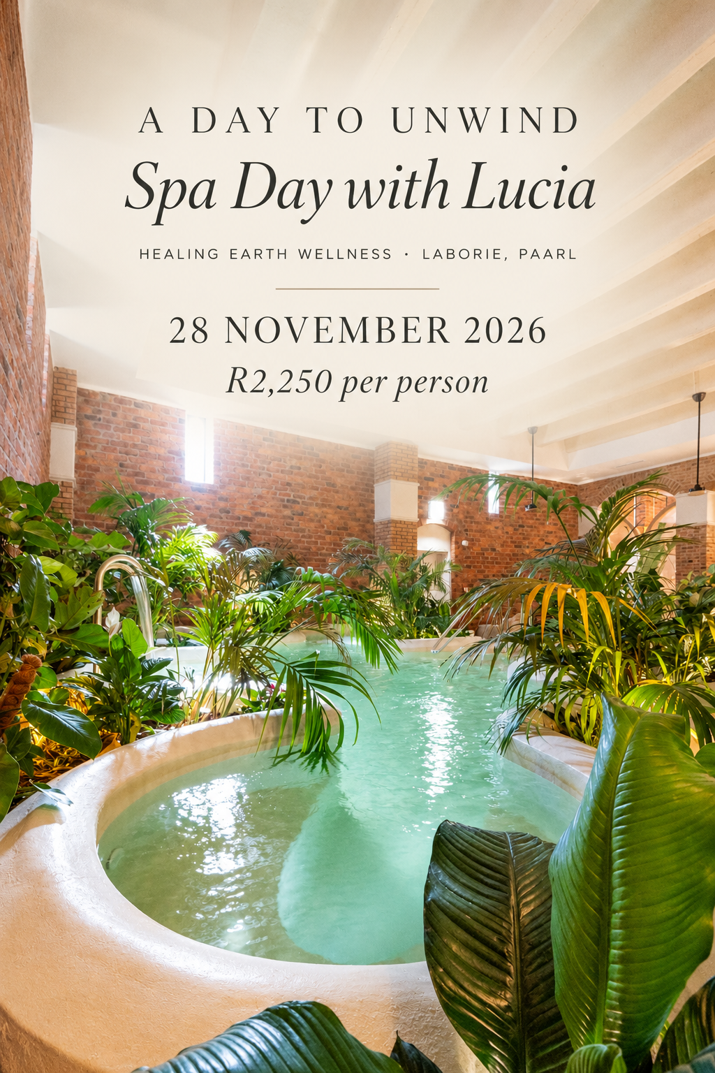 Annual Girls Spa Day - 28 November 2026 | Healing Earth Spa at Laborie Estate, Paarl